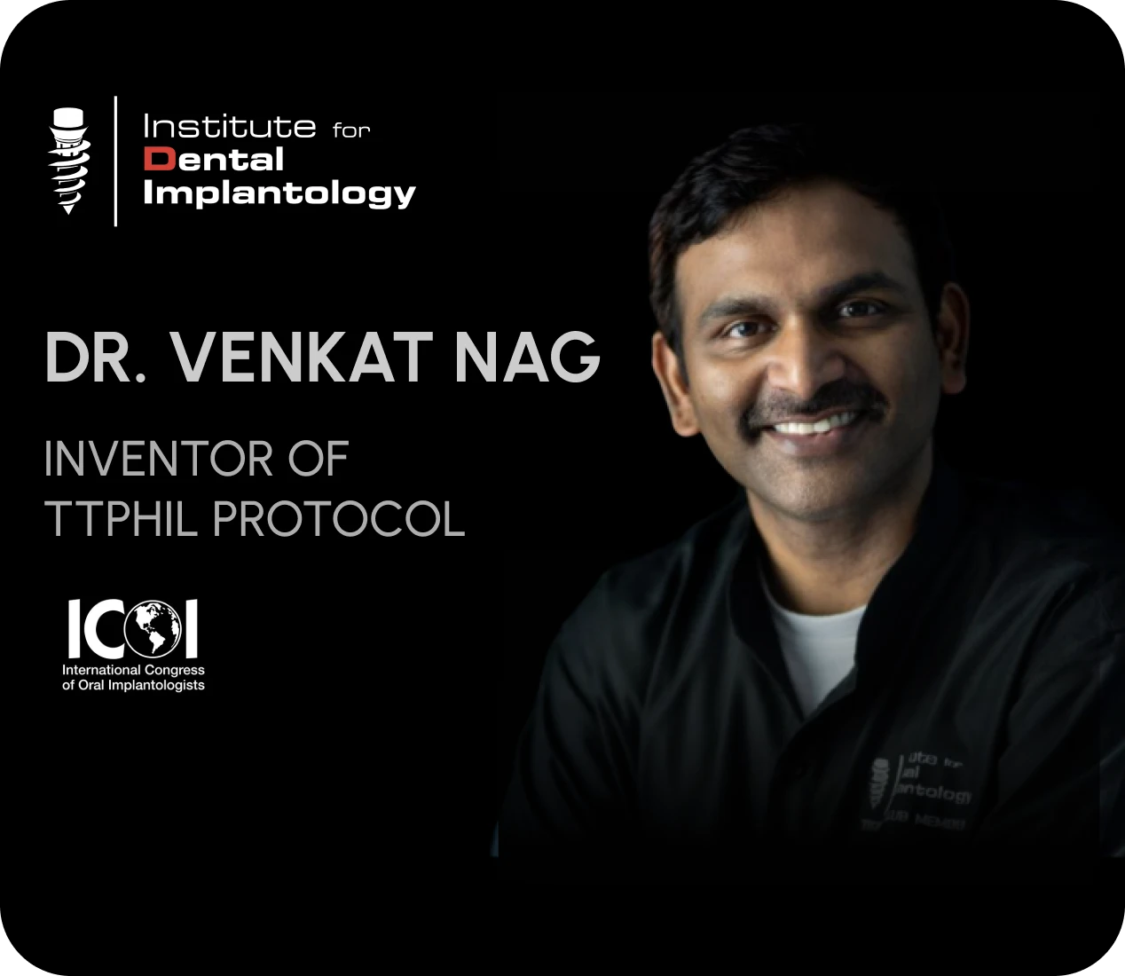 Thumbnail image of Institute for dental implantology case study. The image includes the image of  the instructor Doctor Venkat nag Head of IDI and The Dental Specialists