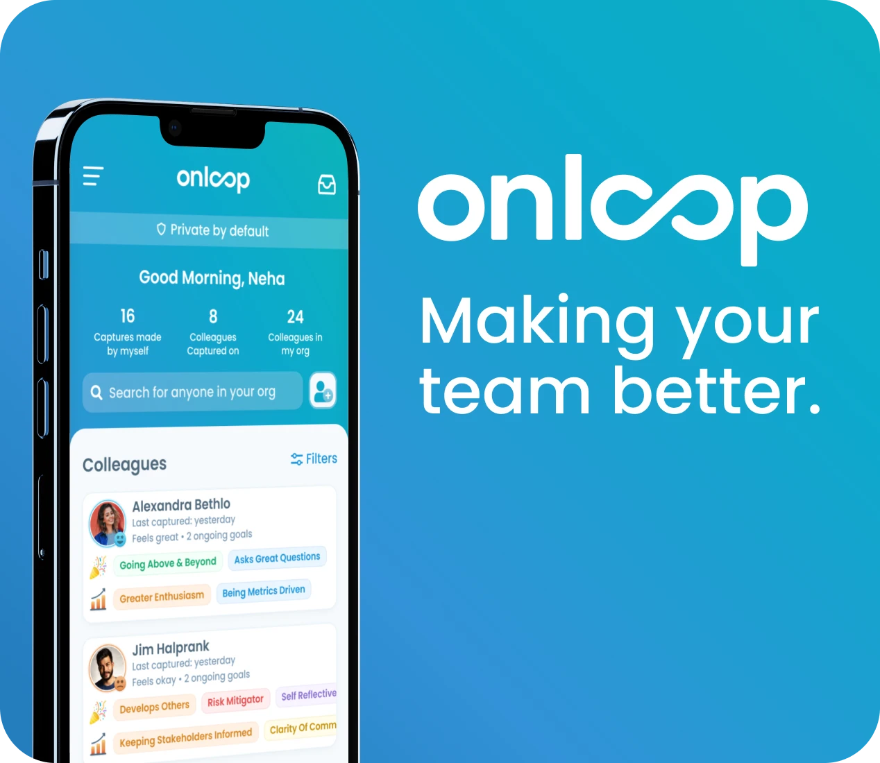 Thumbnail image of OnLoop case study with OnLoop Brand Logo and with the text "Making Your Team better"